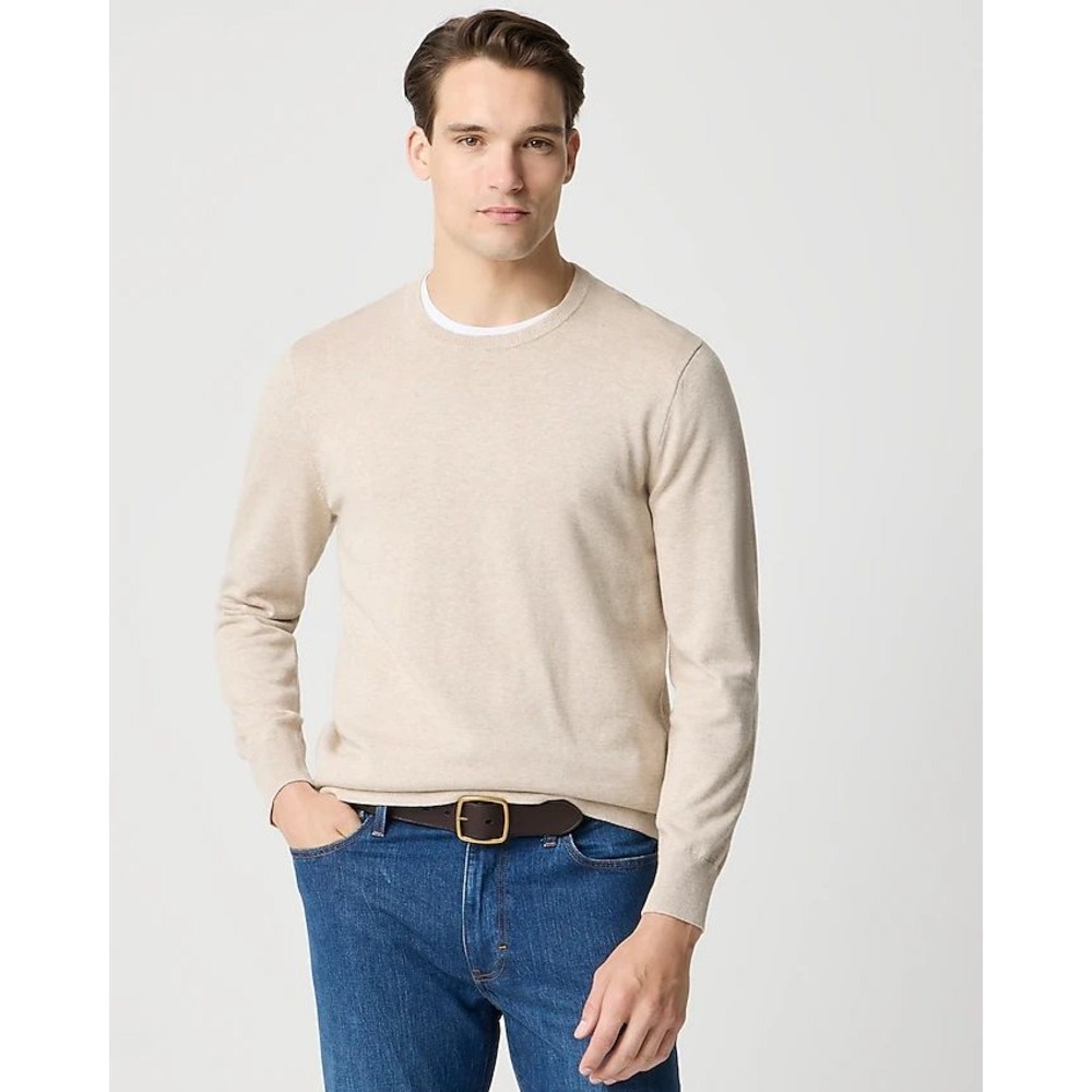 J.Crew Men's Crewneck Sweater Long Sleeve Knit Cotton‎ Beige Size L NWT $89